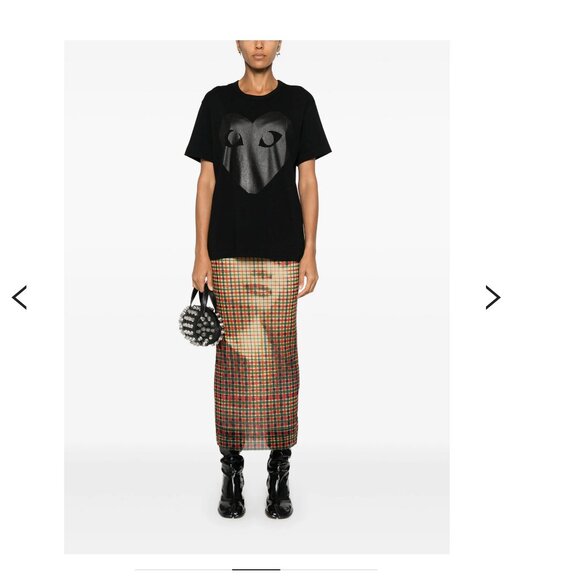 Comme Des Garcons, PLAY, Heart Print T-shirt, Unisex Medium, Black Black - Picture 2 of 7
